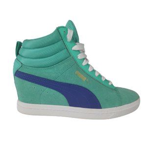 Puma Classic Wedge Fashion Sneaker Electric Green Suede Women's Size 6.5